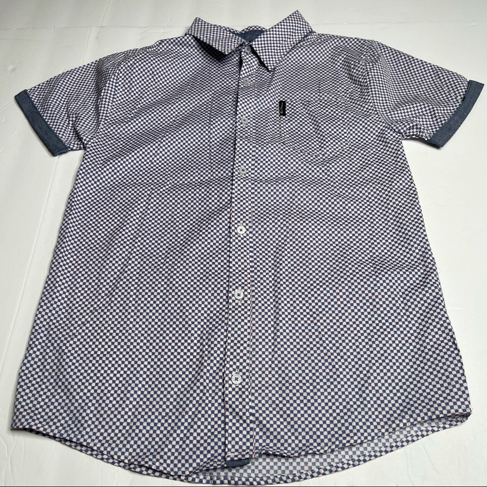 Ben Sherman Casual Shirt Geometric Button Up Short Sleeve Boys Size 18